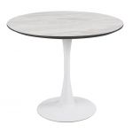 Стол обеденный T-318 белый мрамор 80 см