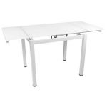 Стол раскладной стеклянный T-231-9 снежно-белый 100 (+60)*70*75 см