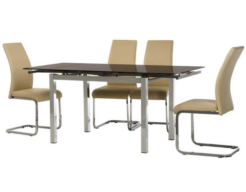 Стол раскладной стеклянный T-231 коричневый 110 (+60)*74*75 см в интернет-магазине "Мебли Даром"