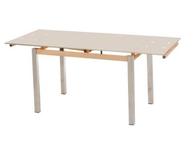 Стіл розкладний скляний T-231 кремовый 110 (+60) * 74 * 75 см