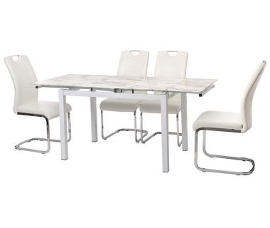 Стіл розкладний обідній T-231 білий мармур 110 (+60)*74*75см