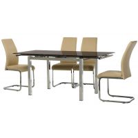 Стол раскладной стеклянный T-231 коричневый 110 (+60)*74*75 см