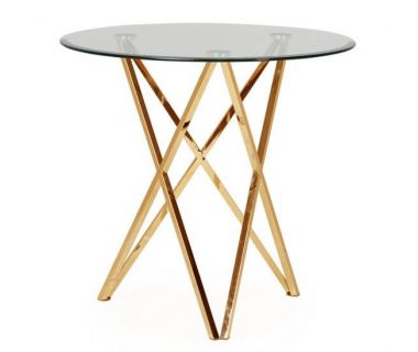 Стіл круглий скляний T-313, золото