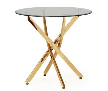 Стіл круглий скляний T-314, золото