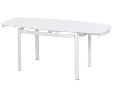 Стол раскладной стеклянный T-600 снежно-белый 120(+60)*80*75см