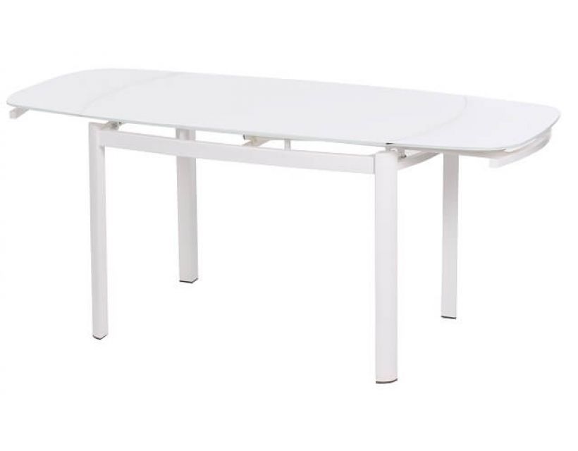Стол раскладной стеклянный T-600 снежно-белый 120(+60)*80*75см VETRO Modern (Ветро) в интернет-магазине "Мебли Даром"