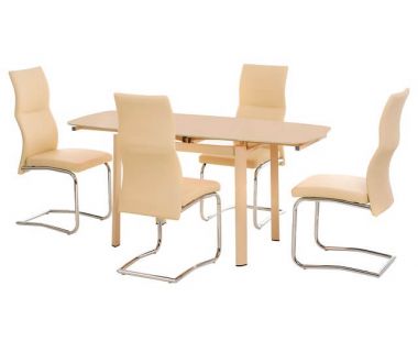 Стіл розкладний скляний T-600-2 кремовий 100 (+60) * 70 * 75 см