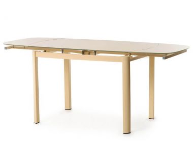 Стіл розкладний скляний T-600 кремовий 120(+60)*80*75см