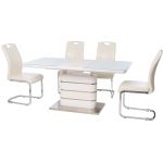 Стіл розкладний скляний TM-52-1 білий 120(+40)*80*76см