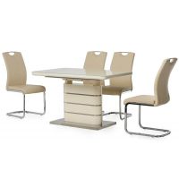 Стіл розкладний скляний TM-52-1 молочний 120 (+40) * 80 * 76 см