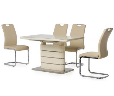 Стіл розкладний скляний TM-52-1 молочний 120 (+40) * 80 * 76 см