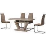 Стіл розкладний скляний TM-53 капучіно-латте 160 (+60) * 90 * 76 см