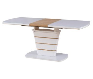 Стіл розкладний скляний TM-59 білий-дуб натуральний 140 (+40) * 80 * 76 см