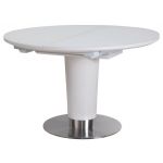 Стіл розкладний скляний TML-518 білий сатин 120(+40)*120*76 см