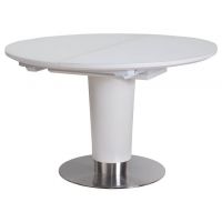 Стіл розкладний скляний TML-518 білий сатин 120(+40)*120*76 см