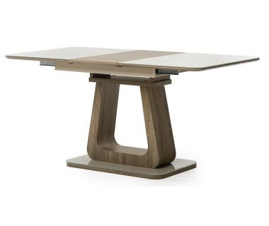 Стіл розкладний скляний TML-521-1 капучіно-дуб 120 (+40) * 80 * 76 см