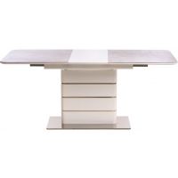 Стіл розкладний скляний TML-530 grigio/crema + білий 140(+40)*80*76 см