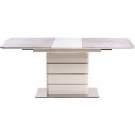 Стіл розкладний скляний TML-530 grigio/crema + білий 140(+40)*80*76 см