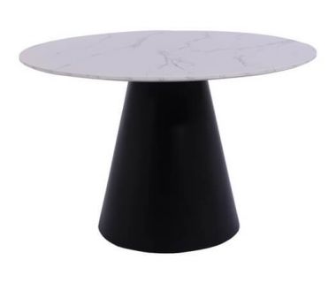 Стіл круглий скляний TML-655 білий мармур 120 см