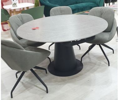 Розкладний круглий керамічний стіл TML-831 грей стоун
