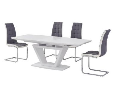 Стіл розкладний скляний TMM-53-2 матовий білий 160 (+40) * 90 * 76 см