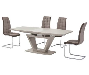 Стіл розкладний скляний TMM-53-2 матовий капучіно 160 (+40) * 90 * 76 см