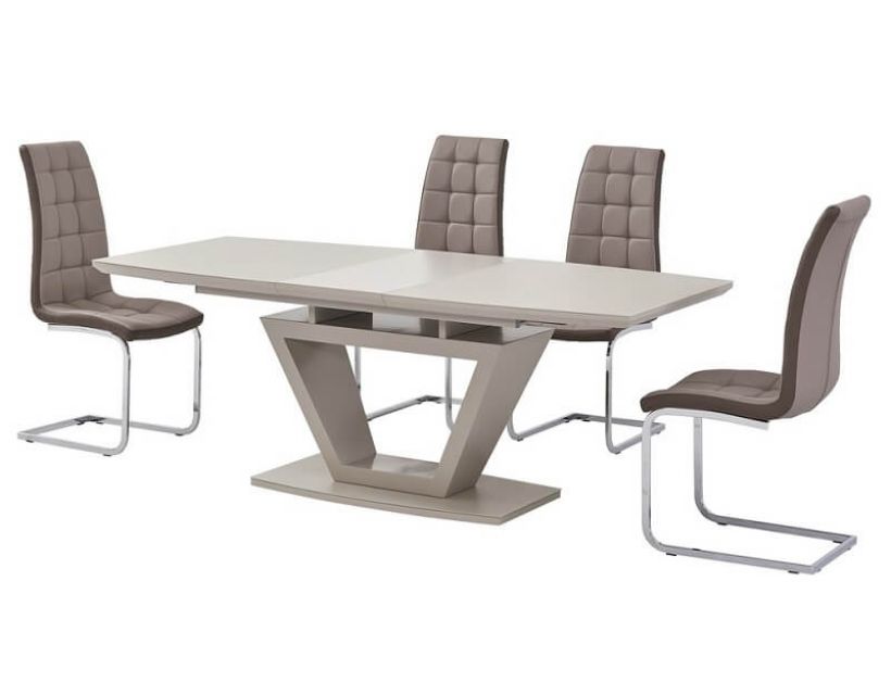 Стіл розкладний скляний TMM-53-2 матовий капучіно 160 (+40) * 90 * 76 см в інтернет магазині "Меблі Даром"