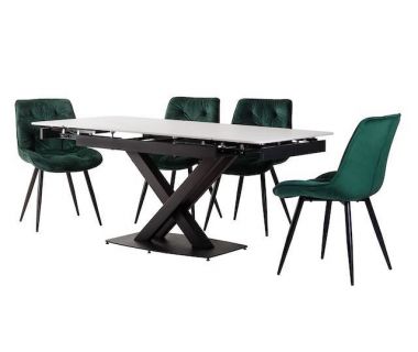 Керамічний стіл TML-817-1 білий мармур + чорний Керамічний стіл TML-817-1 білий мармур + чорний