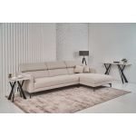 Кутовий диван "Леонардо" бежевий льон + чорний (R)