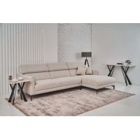 Кутовий диван "Леонардо" бежевий льон + чорний (R)