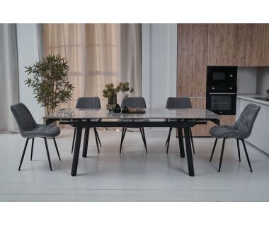 Керамический стол TM-88 ребекка грей+черный Vetro (Ветро)