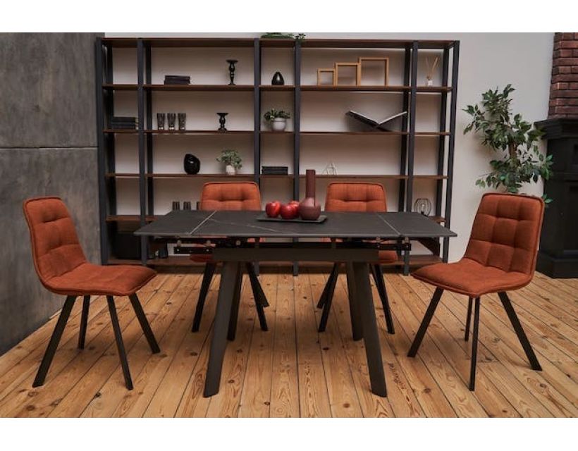 Керамічний стіл TM-80 чорний онікс + чорний VETRO Modern (Ветро) в інтернет магазині "Меблі Даром"