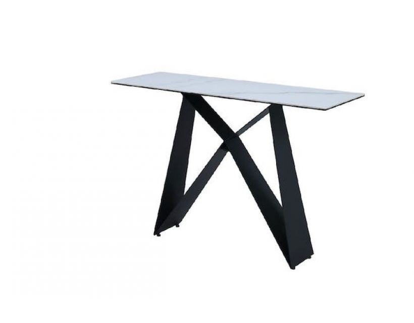 Консоль "Бруно" белый мрамор + черный VETRO Modern (Ветро) в интернет-магазине "Мебли Даром"