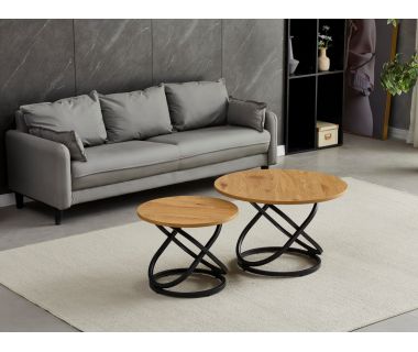 Комплект журнальних столів CT-55 Лівіо дуб + чорний Комплект журнальних столів CT-55 Лівіо дуб + чорний