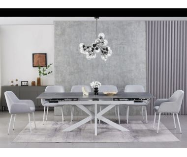 Керамический стол Тициано TML-1150 деликато грей+белый Vetro (Ветро)