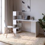 Cтіл комп'ютерний з полицями М-ЗОН Джеко 1416L лівий Німфея Альба (білий) (MZN-031025)