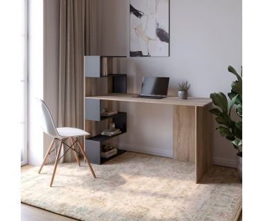 Cтіл комп'ютерний з полицями М-ЗОН Джеко 1416L лівий Сонома/Антрацит (MZN-031027)