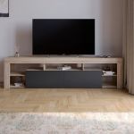 Тумба под телевизор с 5 полками М-ЗОН Джеко 200 Сонома/Антрацит (MZN-031039)