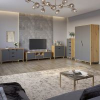 Комплект мебели для гостиной 5 предметов с ножками цвета светлый орех М-ЗОН Борн Дуб Артизан/Антрацит (MZN-031069)