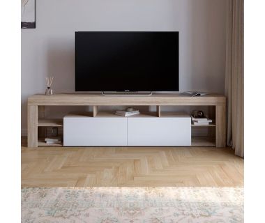 Тумба під телевізор із 5 полицями М-ЗОН Джеко 200 Сонома/Німфея Альба (білий) (MZN-031038)