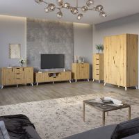 Комплект меблів для вітальні 5 предметів з білими ніжками М-ЗОН Борн Дуб Артізан (MZN-031064)