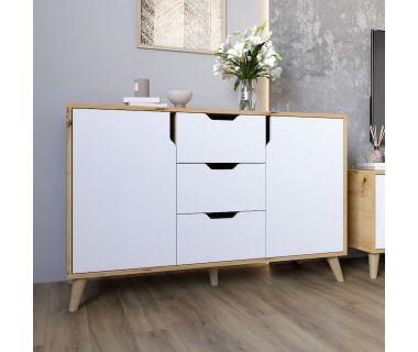 Комод у вітальню з ніжками у кольорі Горіх світлий М-ЗОН Борн 1200 Дуб артизан/Німфея Альба (білий) (MZN-031094)