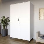 Шкаф двухдверный с черными ножками М-ЗОН Борн 1200 Нимфея Альба (белый) (MZN-031063)