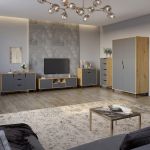 Комплект мебели для гостиной 5 предметов с черными ножками М-ЗОН Борн Дуб Артизан/Антрацит (MZN-031073)