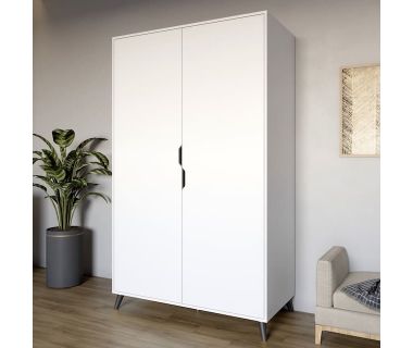 Шафа дводверна з чорними ніжками М-ЗОН Борн 1200 Німфея Альба (білий) (MZN-031063)