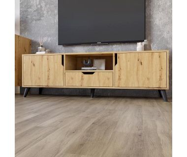 Тумба під телевізор із чорними ніжками М-ЗОН Борн 1600 Дуб Артізан (MZN-031083)