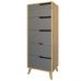 Комод високий з ніжками у кольорі Горіх світлий 5 ящиків М-ЗОН Борн 500 Дуб Артизан/Антрацит (MZN-031102)