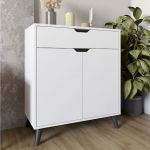 Комод у вітальню із чорними ніжками М-ЗОН Борн 750 Німфеа Альба (білий) (MZN-031051)