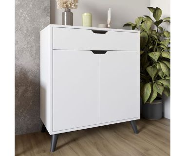 Комод у вітальню із чорними ніжками М-ЗОН Борн 750 Німфеа Альба (білий) (MZN-031051)