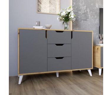 Комод у вітальню з білими ніжками М-ЗОН Борн 1200 Дуб артизан/Антрацит (MZN-031084)